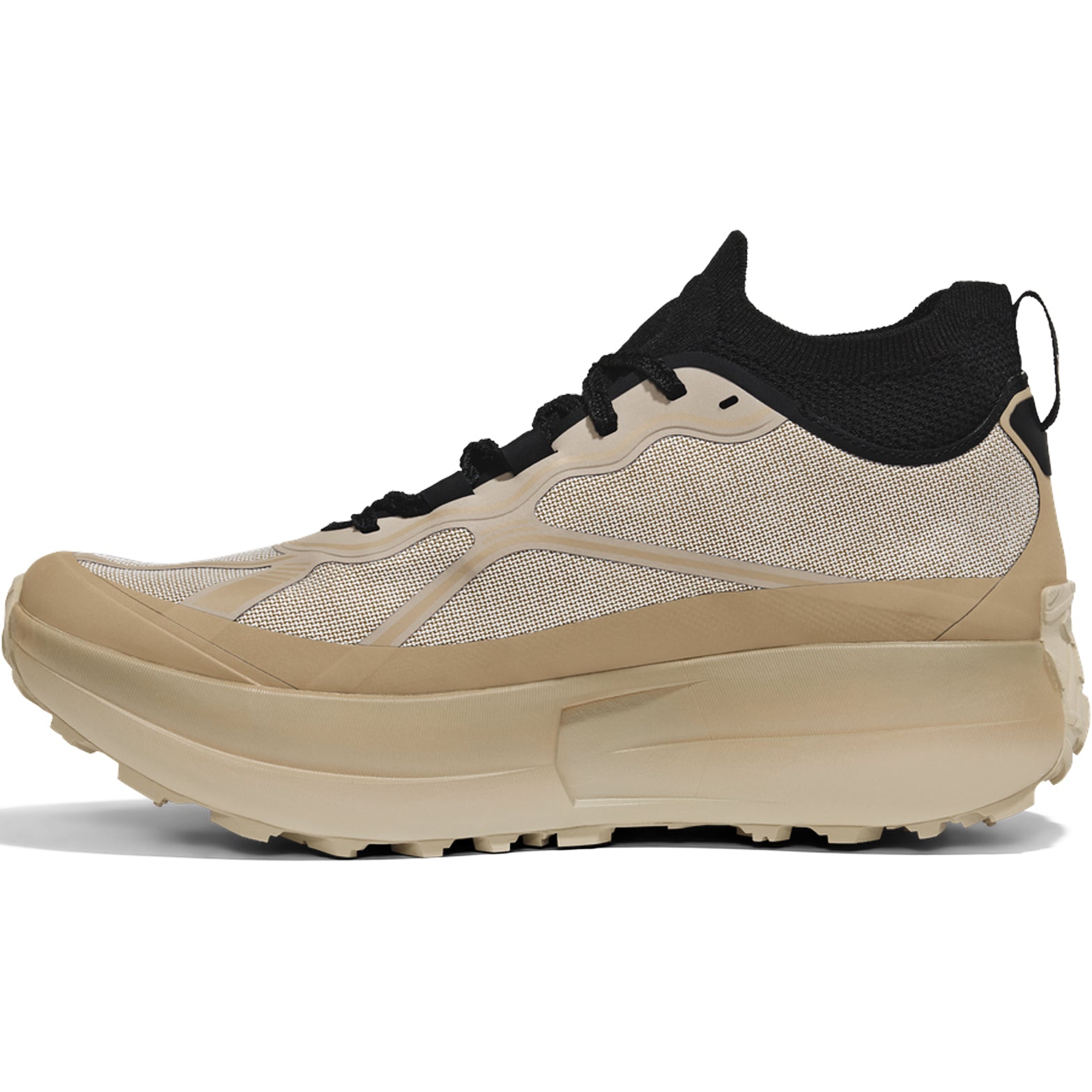 Men's norda 055 Trail Running Shoes Strato inner side view showing norda Fit Lock System with seamless knit collar and Arnitel TPEE midsole for customisable lockdown during technical trail running