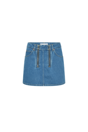 Light blue denim zipped mini skirt organic cotton
