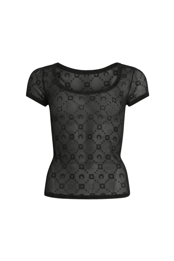 Recycled Mesh Flock Open Neck Top
