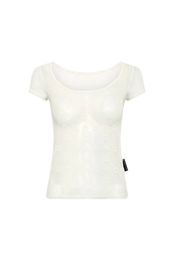 Recycled Mesh Flock Open Neck Top
