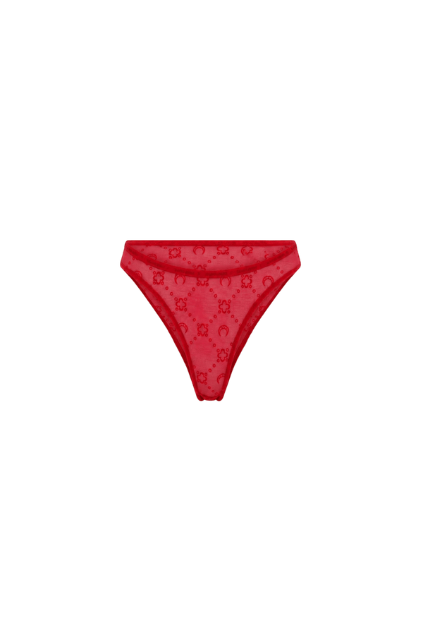 Moonogram mesh flock panties
