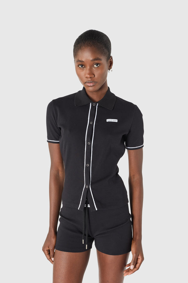 LIGHT RIBBED JERSEY POLO T-SHIRT