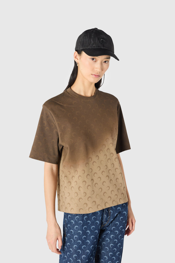 Faded moon crewneck t-shirt organic cotton