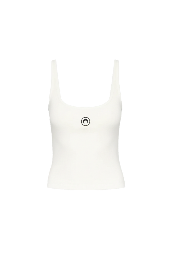 MOON LOGO RIBBED JERSEY CROPPED TANK TOP