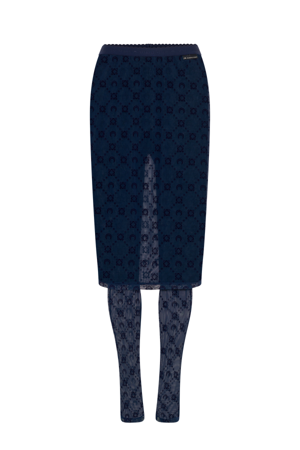 MOONOGRAM MESH FLOCK PANT-SKIRT