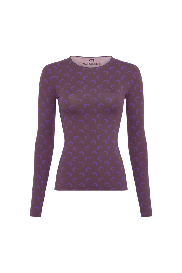 MOON PRINTED JERSEY LS CREWNECK TOP