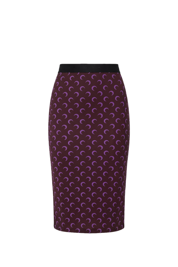 MOON PRINTED JERSEY KNEE LENGTH SKIRT