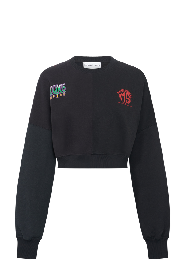 Upcycled Graphic Sweatshirts Cropped Sweatshirt