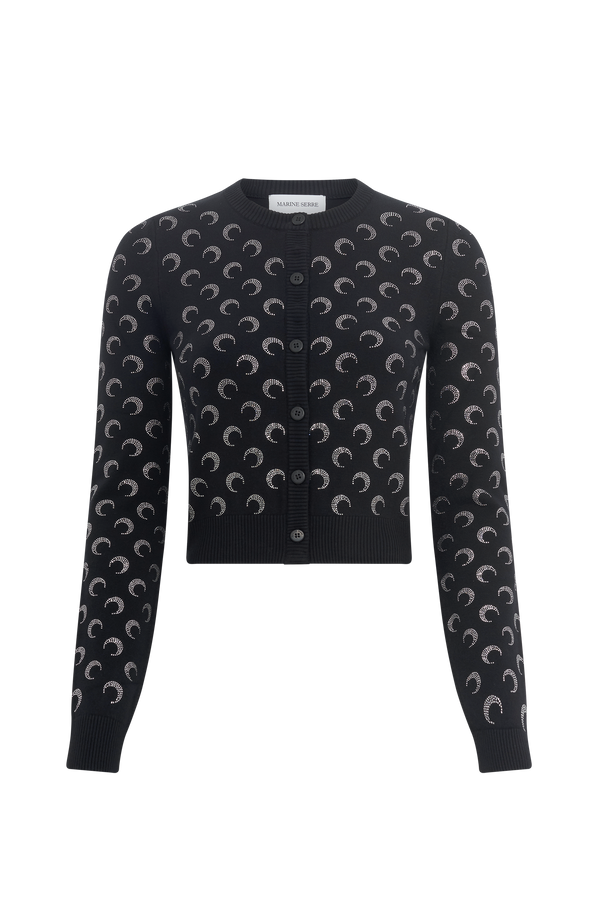 Moon Rhinestoned Knit Fitted Cardigan