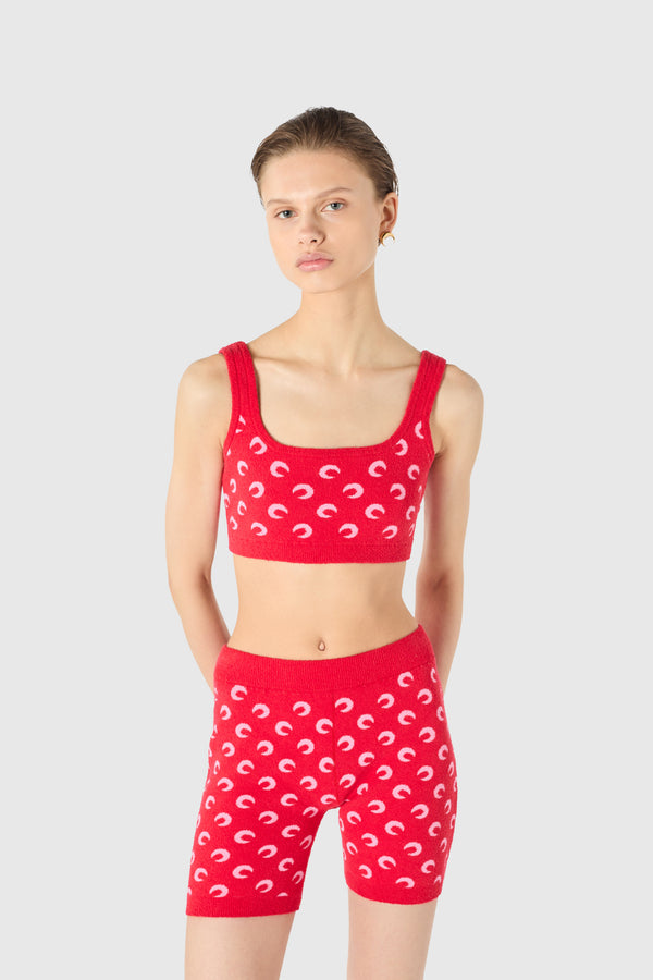 Moon printed jacquard bouclette mini shorts organic cotton