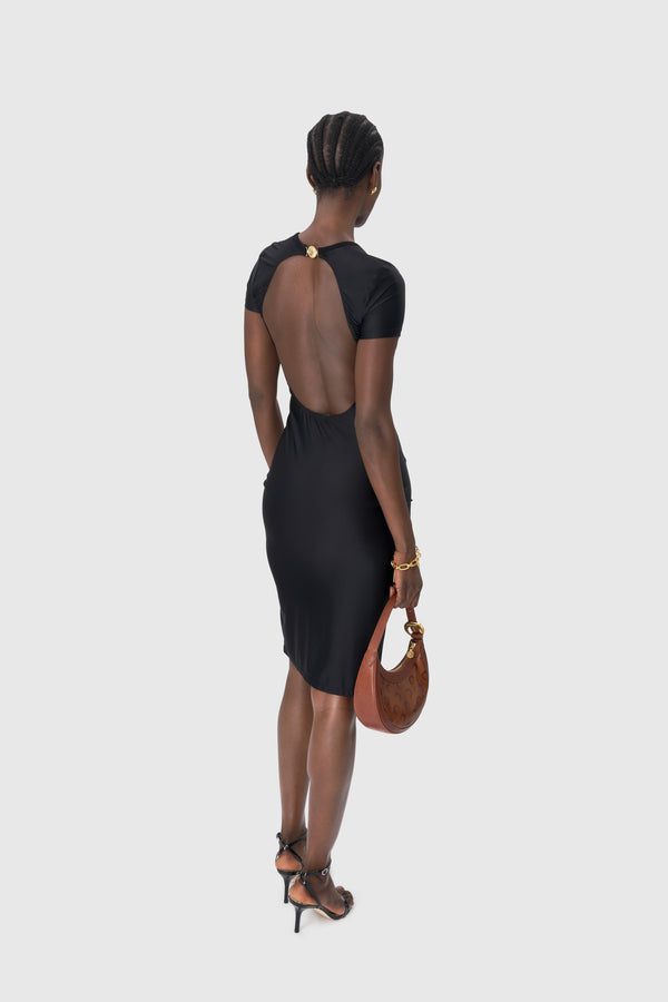 Draped Jersey Open Back Dress
