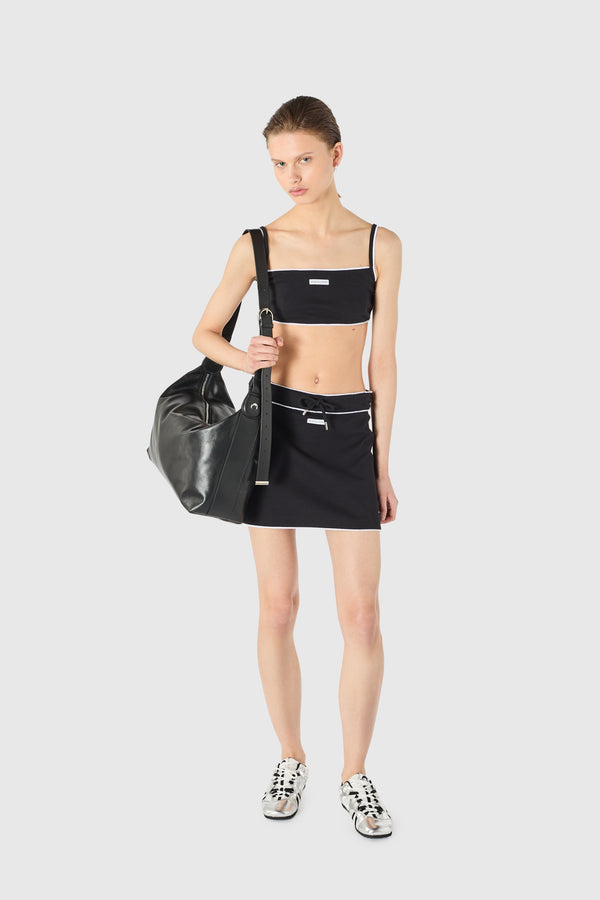 LIGHT RIBBED JERSEY DRAWSTRING-WAIST MINI SKIRT