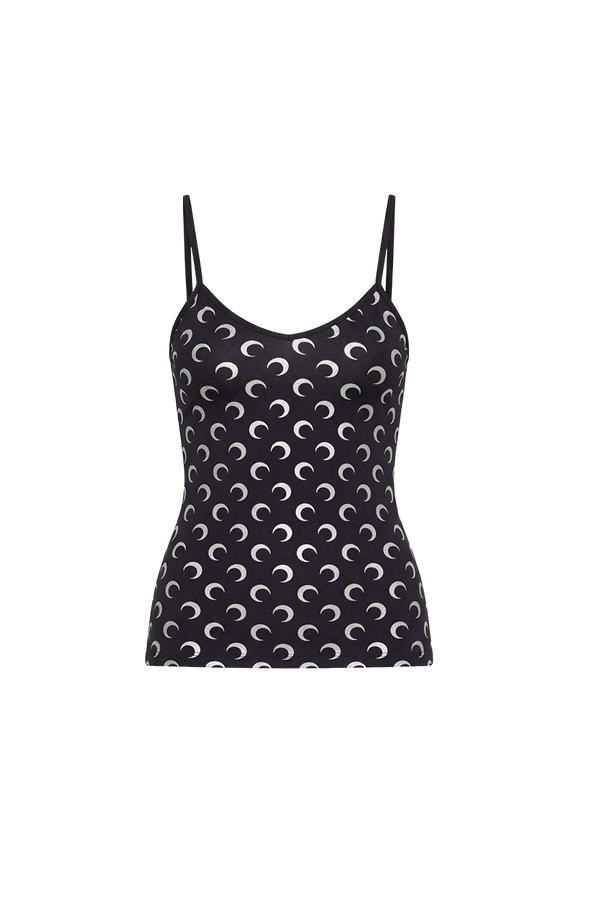MOON FOIL PRINTED JERSEY STRAPS TOP