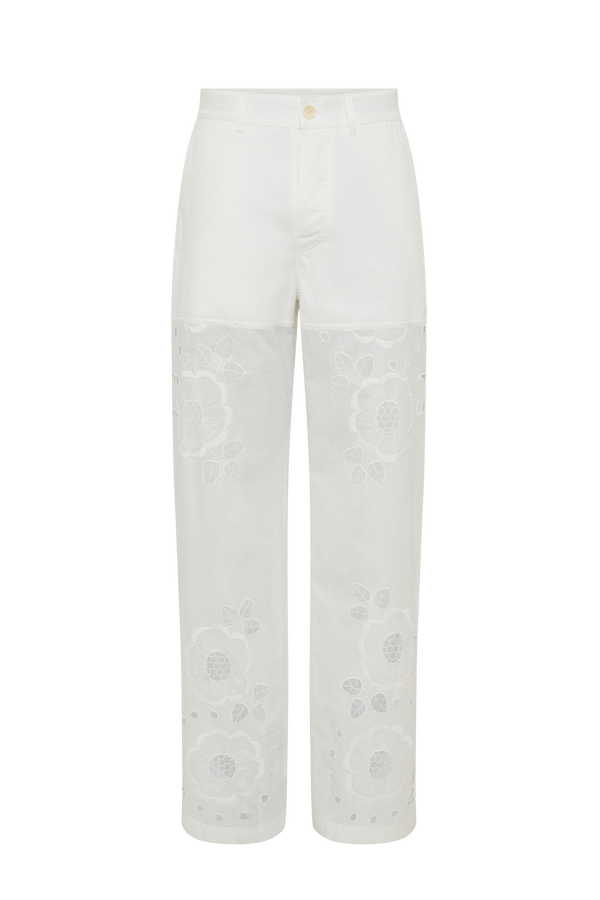 Upcycled Household Linen Wide Leg Pants