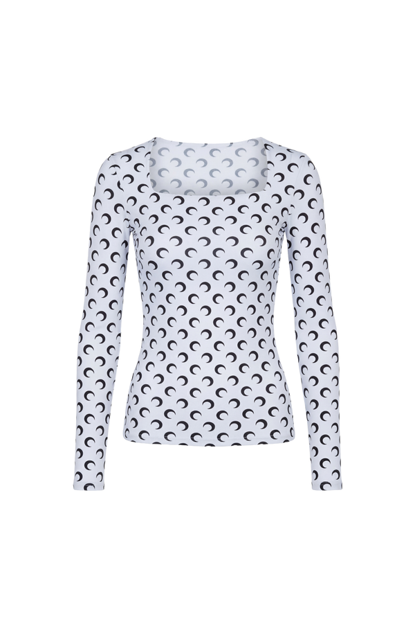 MOON PRINTED JERSEY LS SQUARENECK TOP