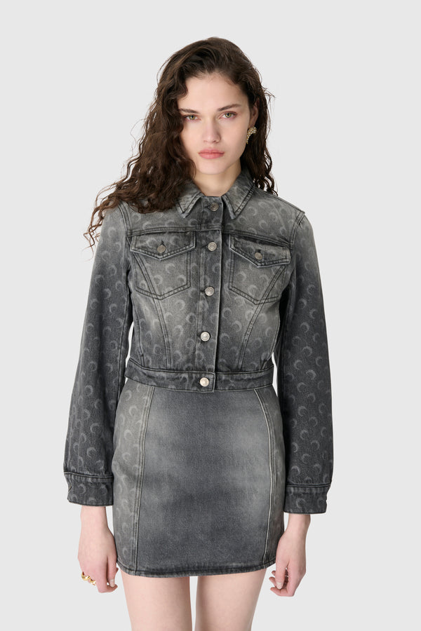 MOON LASER GREY WASH DENIM CROPPED JACKET