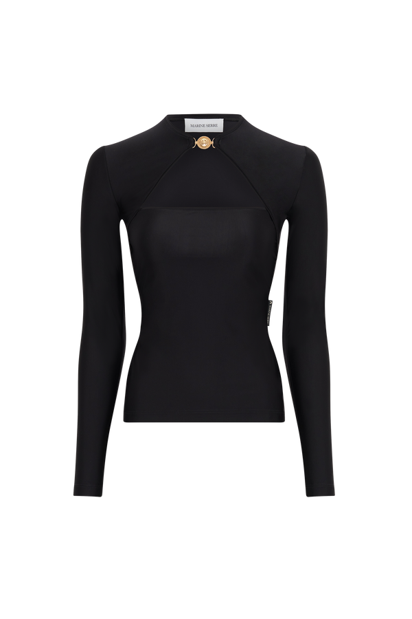 Draped Jersey Open Neck Top