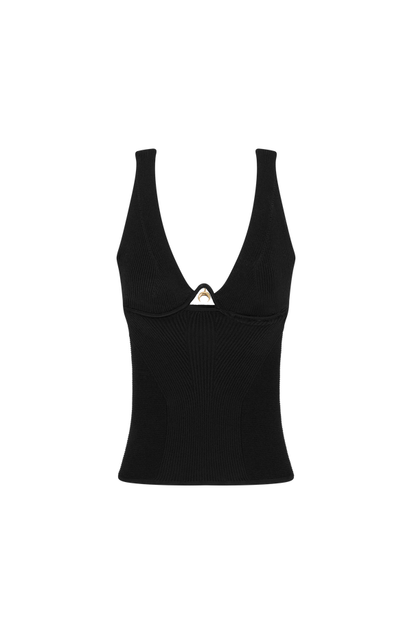 Knitted tank top with straps