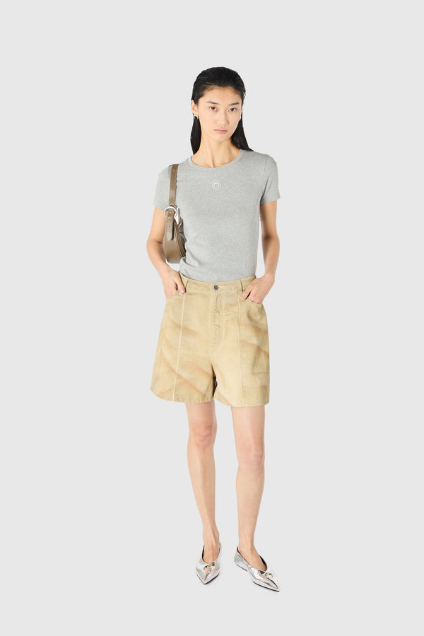 Faded moon denim shorts