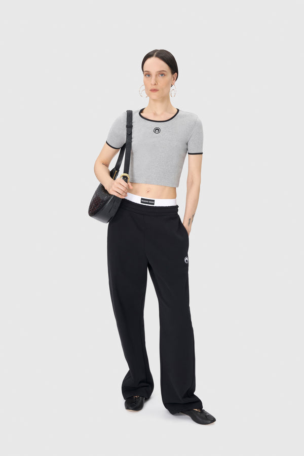 Moon Logo Ribbed Jersey Cropped Top