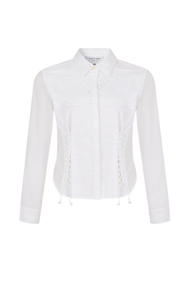 Upcycled Household Linen Corset Shirt