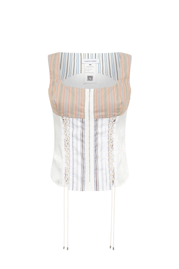 Regenerated Striped Poplin Bustier Top