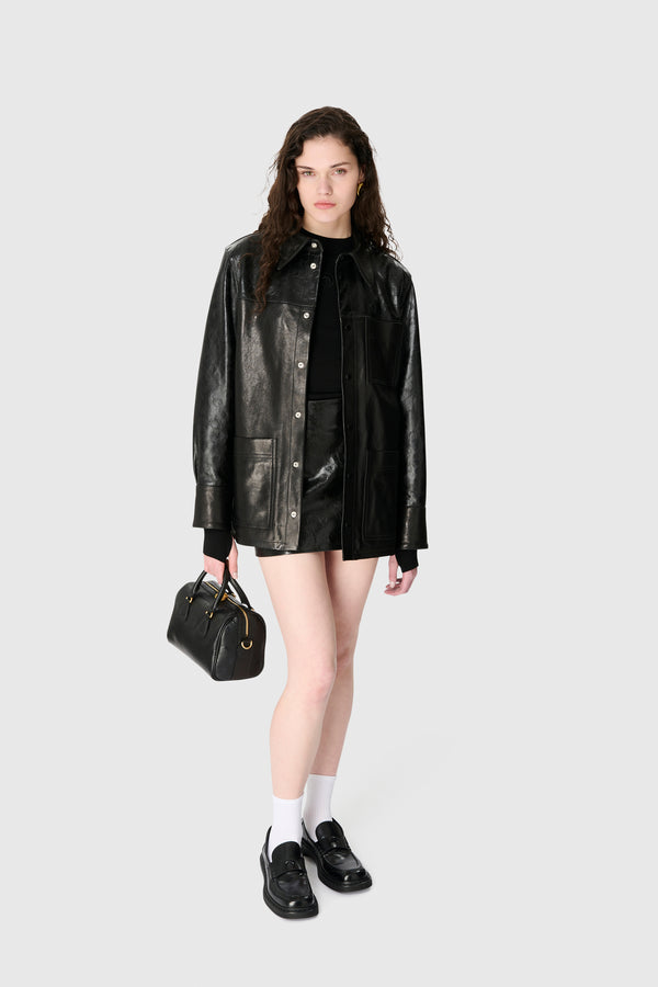 GLOSSY MOON LEATHER LS SHIRT