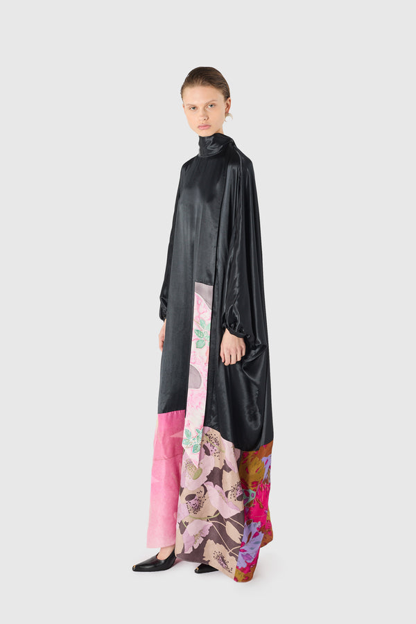 DEADSTOCK UPCYCLED SILK SCARVES OVERSIZE LONG DRESS