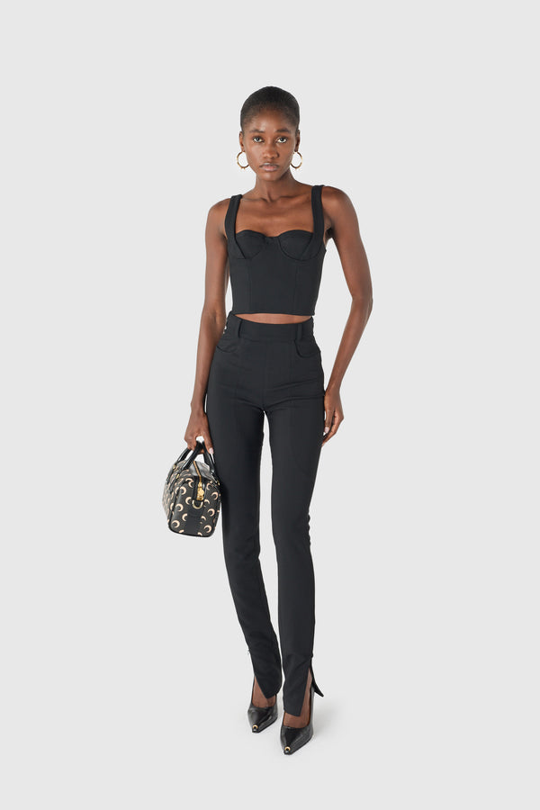 Tailored slim flim pant with sculptural seam lines