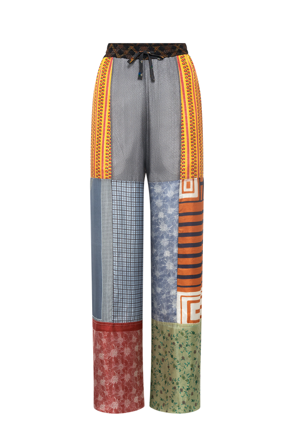 Upcycled Silk Scarves Drawstring Trousers