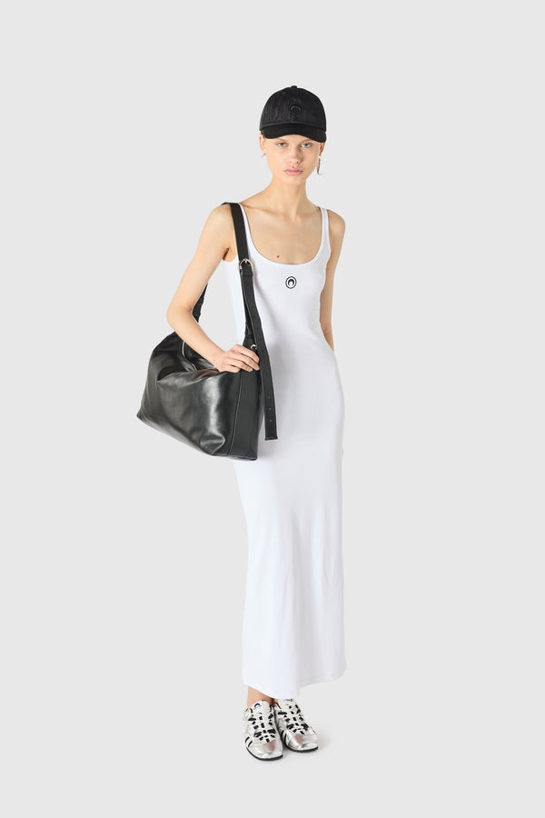 MOON LOGO RIBBED JERSEY LONG DRESS