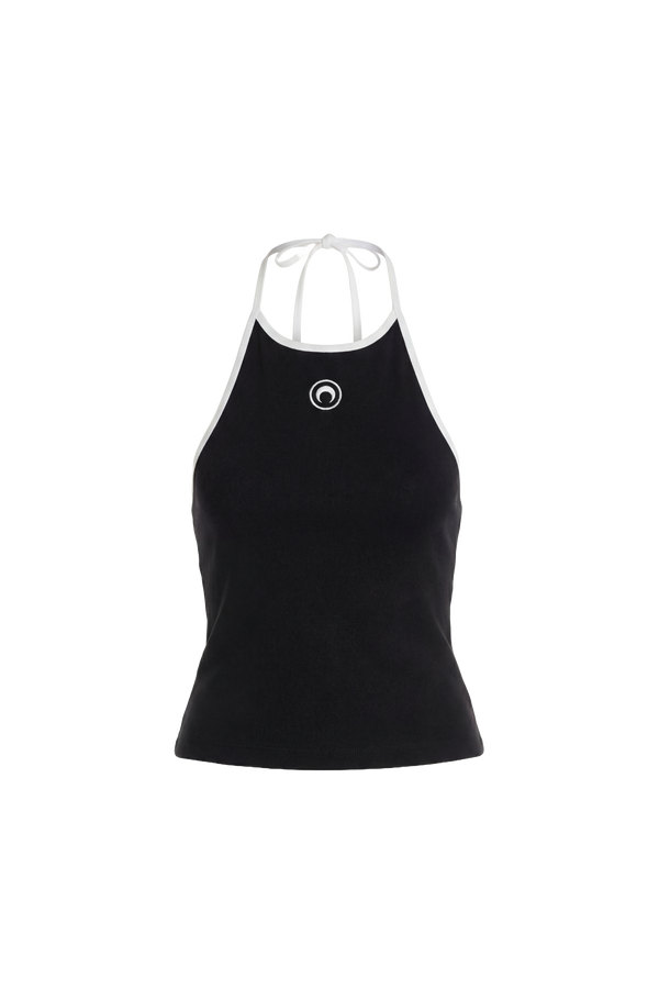 MOON LOGO BICOLOR JERSEY HALTER TANK TOP