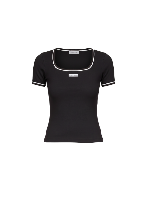 Light ribbed jersey squareneck t-shirt organic cotton