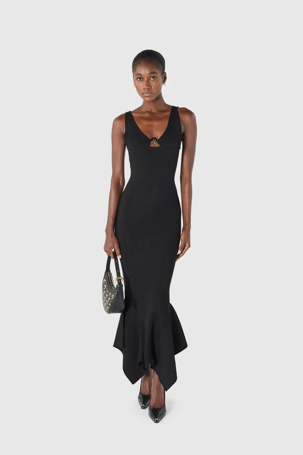 Knit straps long dress