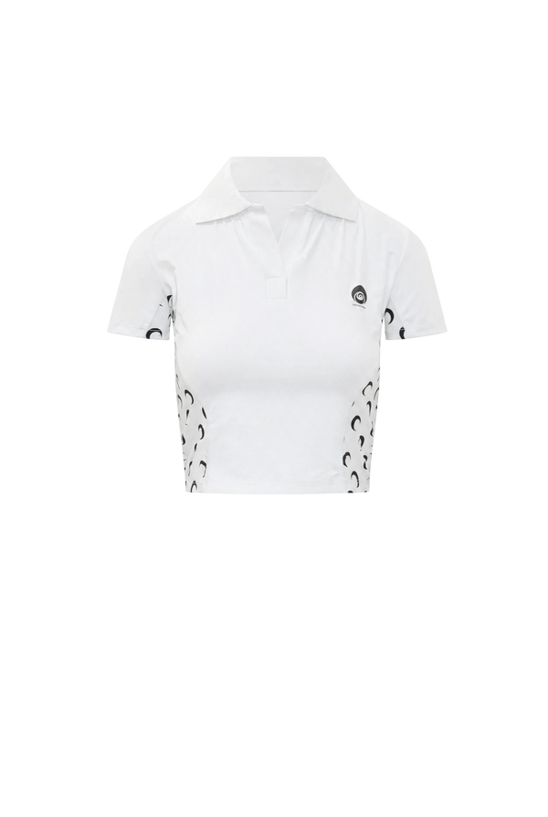 Athleisure short sleeves polo top with moon inserts