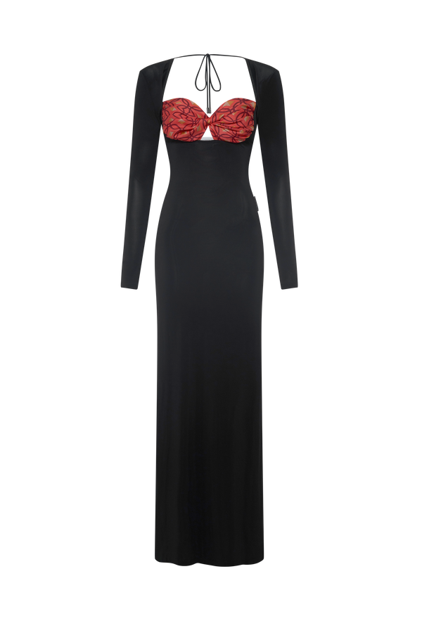 Upcycled Silk Scarves Long Fitted DreSS