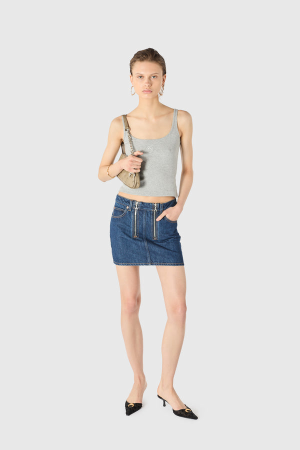 Midnight blue zipped mini skirt organic cotton