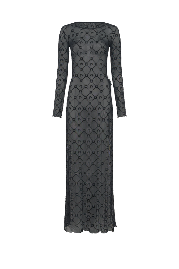 Moonogram Mesh Flock Long Dress