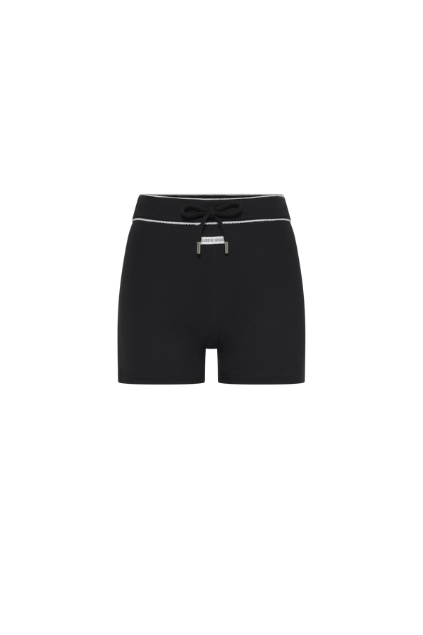 LIGHT RIBBED JERSEY DRAWSTRING-WAIST MINI SHORTS