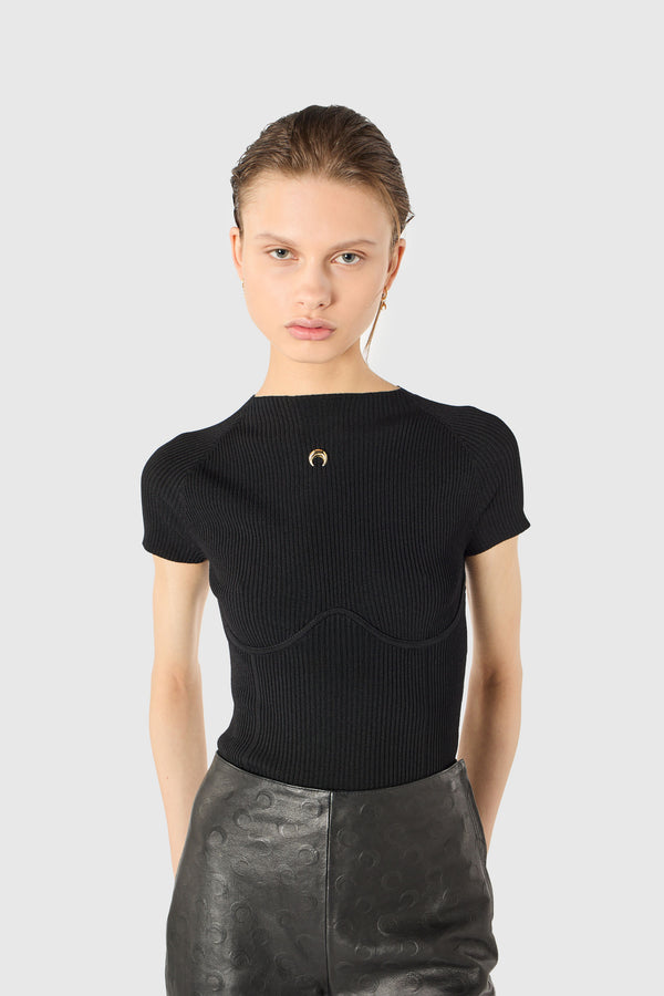 Knit short sleeves top