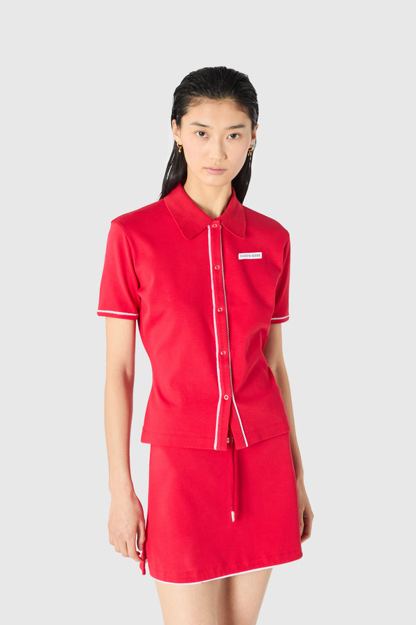 Light ribbed jersey polo t-shirt organic cotton