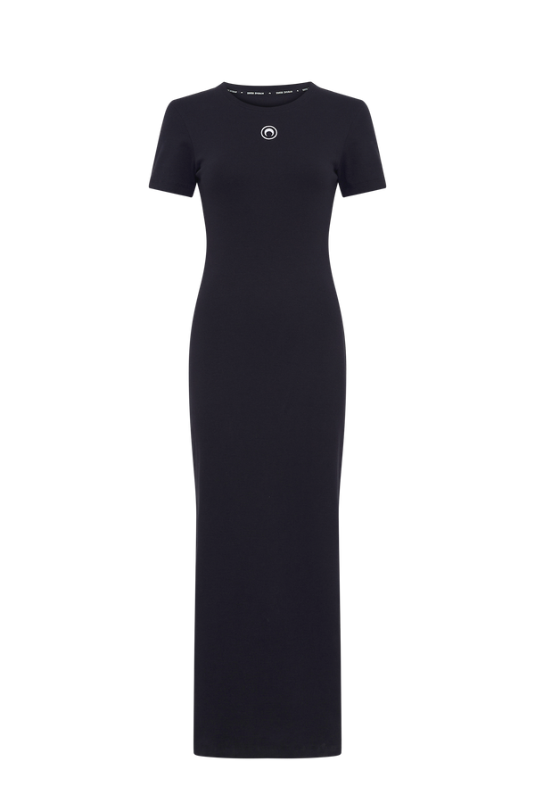 MOON LOGO RIBBED JERSEY SS LONG DRESS