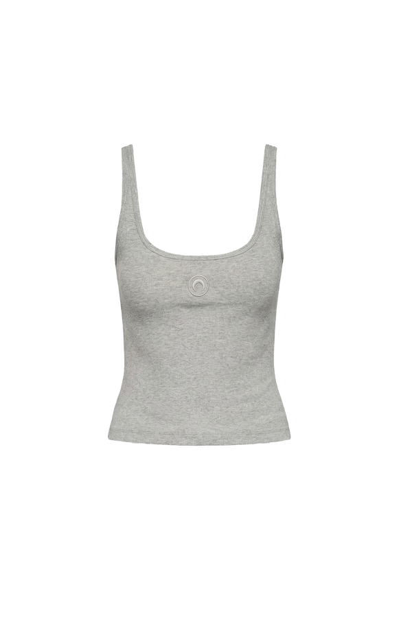 MOON LOGO RIBBED JERSEY CROPPED TANK TOP