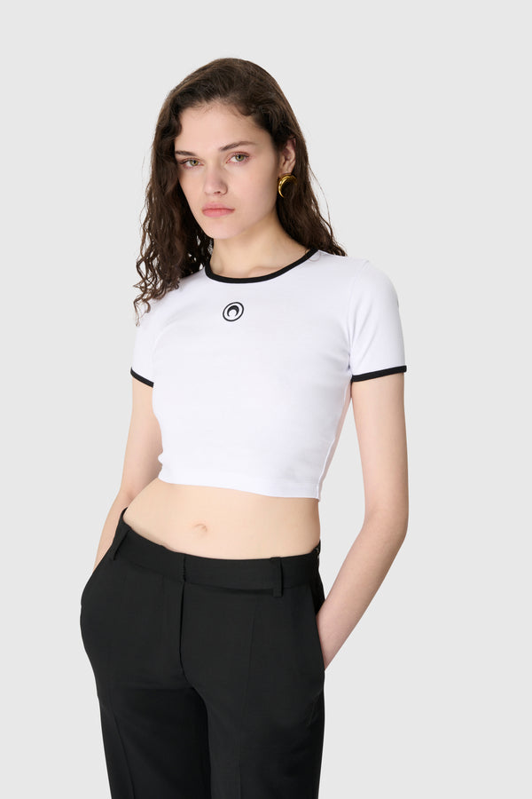 Moon logo jersey cropped top