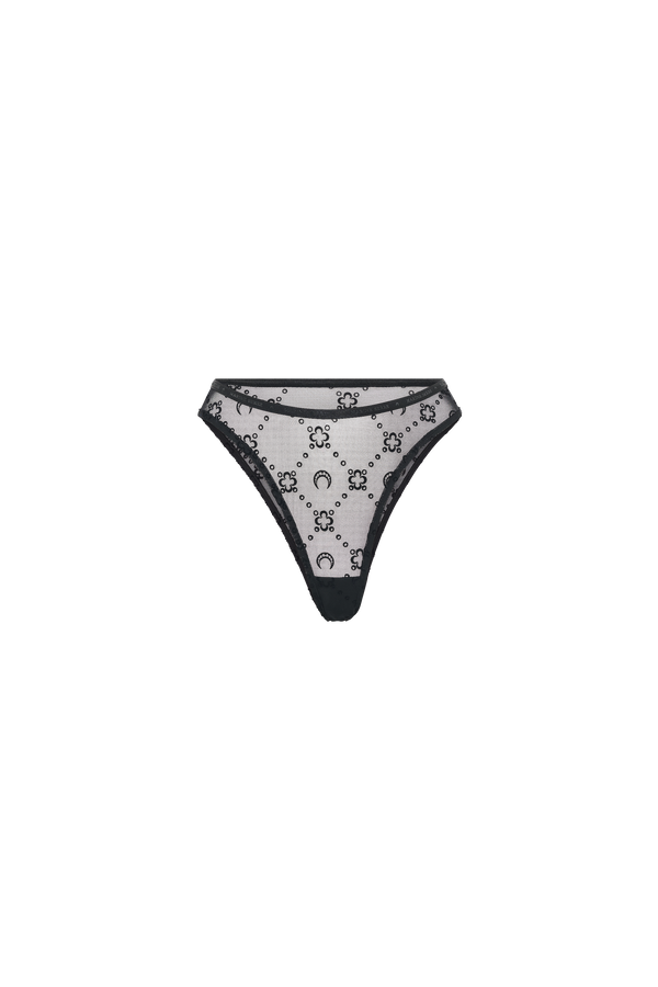 Moonogram Mesh Flock High-Cut Panties