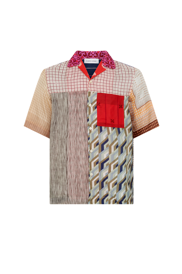 Upcycled Silk Scarves Bowling Shirt