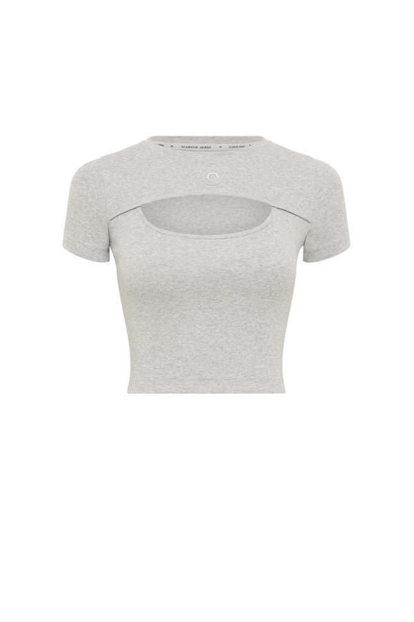 Moon Logo Ribbed Jersey Cut-Out T-Shirt