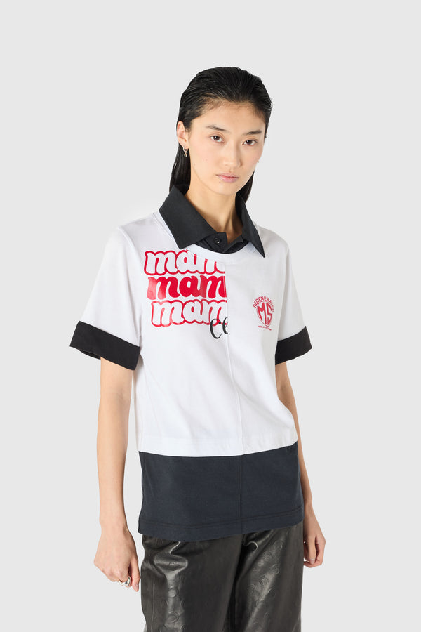 Upcycled jersey ss polo t-shirt
