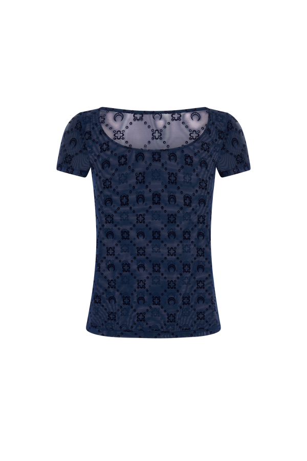 MOONOGRAM MESH FLOCK SHORT SLEEVES ROUNDNECK T-SHIRT