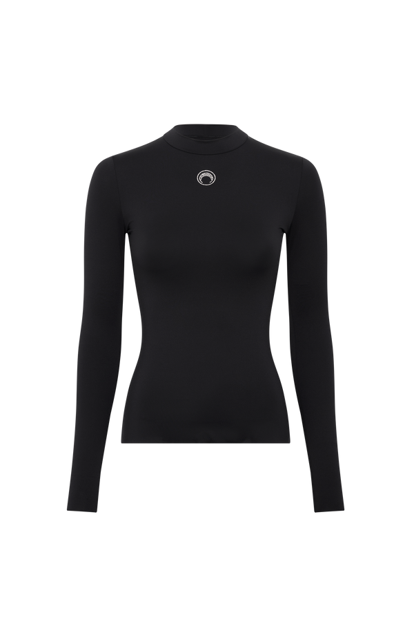 MOON LOGO STRASS JERSEY LS HIGHNECK TOP